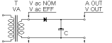 Not stabilized DC power supply with an half-wave rectifier