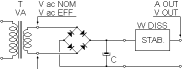 Stabilized DC power supply with a linear voltage regulator