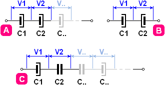 Scheme capacitors in series