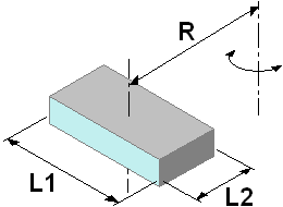 Parallelepiped rotating around an external axis