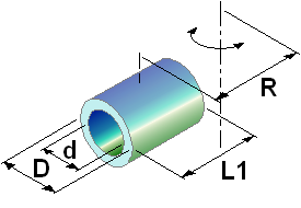 Ollow vertical cylinder rotating around an external axis.