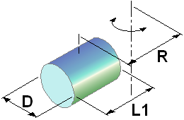Solid horizontal cylinder rotating around an external axis