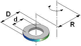 Hollow vertical cylinder rotating around an external axis.