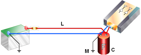 Scheme of a power supply for a car amplifier.