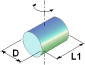 Solid horizontal cylinder rotating around an axis passing through the center